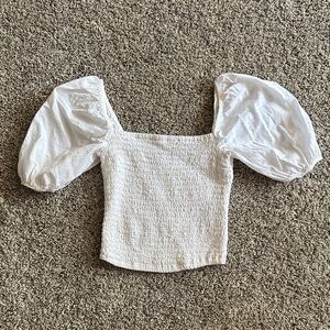 Abercrombie & Fitch White Puff Sleeve Blouse